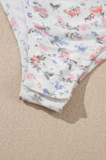 Floral Textured Square Neck Sleeveless Bodysuit