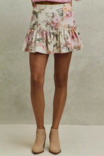 SO ME Floral Print Fit and Flare Mini Skirt