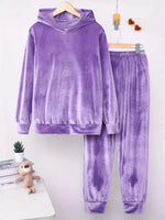 Full Size Velvet Hoodie and Pants Set Plus Size