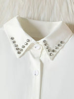Children’s Rhinestone Collar Blouse & Heart Buckle Skirt Set