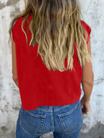 Button-Down Cap Sleeve Shirt