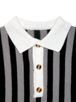 Striped Button Front Long Sleeve Sweater