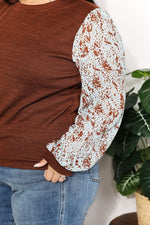 And The WhyFull Size Foil Printed Sleeve Top