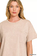Zenana French Terry Acid Washed Relaxed Top & Short Set