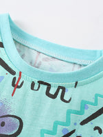 Children's Dinosaur Print Crew Neck Short Sleeve T-Shirt