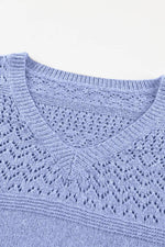 Openwork V-Neck Long Sleeve Sweater