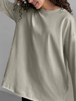 Round Neck Long Sleeve Oversized T-Shirt