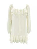 Ruffle Trimmed Long Sleeve Mini Dress