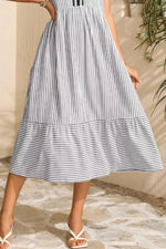 Striped Ruffle Sleeve Midi Dress