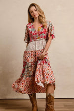 BiBi Floral Print Mix and Match Midi Dress
