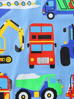 Children's Cartoon Vehicle Crew Neck Short Sleeve T-Shirt