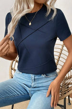 Solid Color Round Neck T Shirt