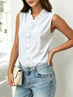 Sleeveless Ruffle V-Neck Blouse