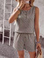 Gingham Sleeveless Top & Shorts Set