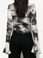 Tie Dye Drawstring Ruched Top