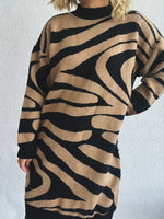 Oversized Zebra Print Long Sleeve Sweater