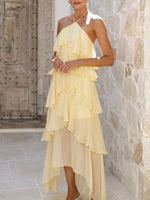 Layered Ruffled Halter Neck Dress