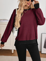 Exposed Seam Striped Contrast Sweatshirt