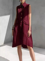 Full Size Button Front Sleeveless Dress Plus Size