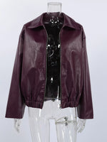 Faux Leather Zip Up Jacket