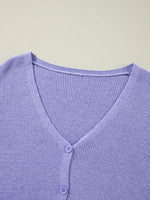 Ribbed Knit Button Front V Neck Cardigan