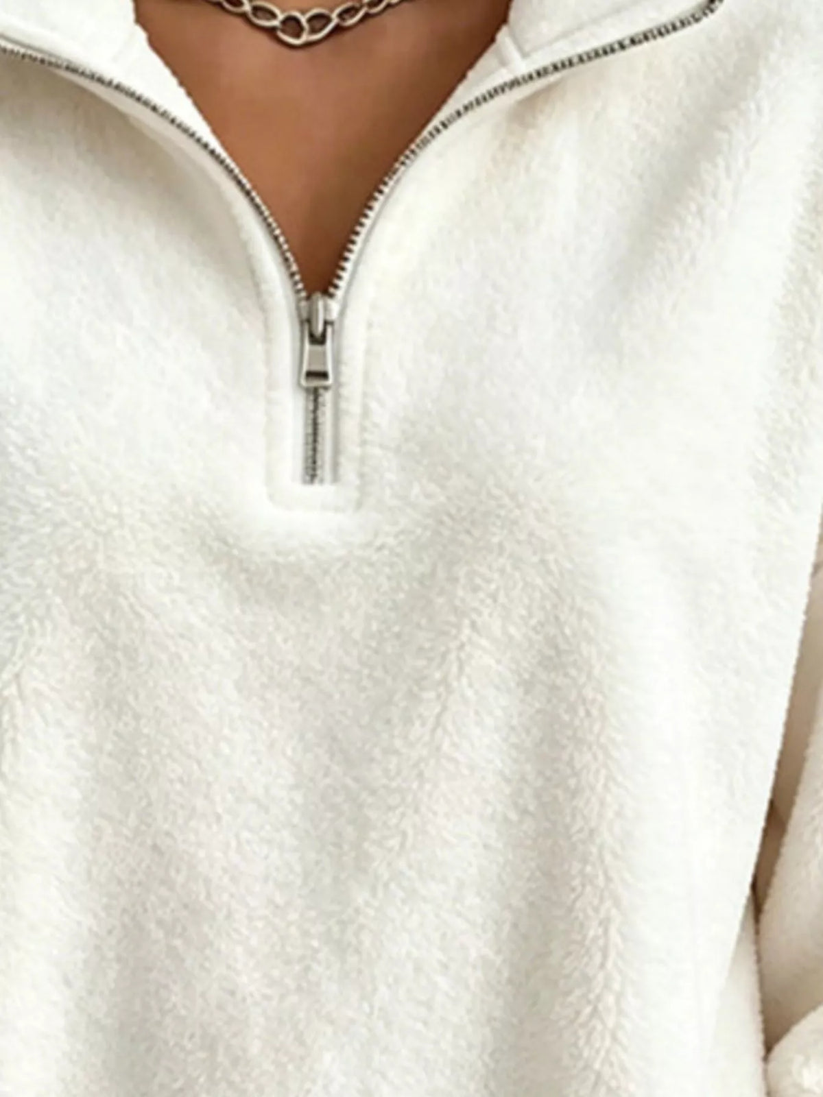 Full Size Quarter-Zip Fleece Sweatshirt Plus Size