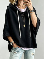 Drawstring 3/4 Sleeve Hoodie