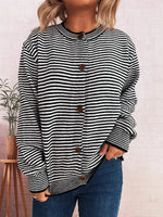 Striped Button Up Long Sleeve Cardigan