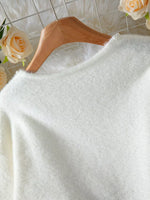 Pearl Trim Fuzzy Knit Cardigan