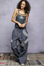 POL Embroidered Floral Square Neck Knit Cami