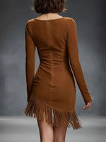 Suede Fringe Hem Mini Dress