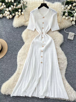 Button Front Short Sleeve Knit Dress