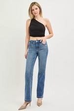 RISEN Tummy Control 4way Stretch Mid Rise Straight Crease Line