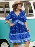 Plus Size Floral V-Neck Mini Dress