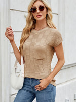 Round Neck Short Sleeve Knit Top