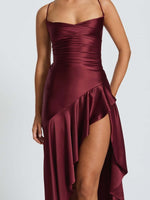Ruffle High-Slit Maxi Dress
