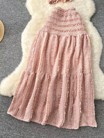 Textured Crop Top and Tiered Skirt Set