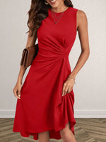 Ruched Round Neck Sleeveless Dress