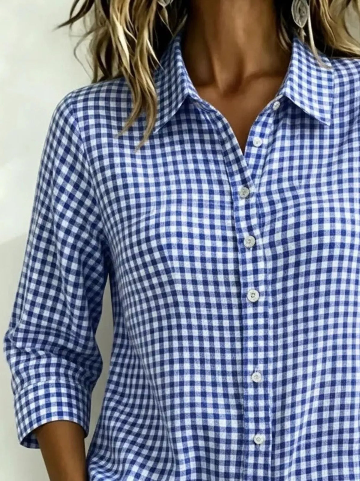 Full Size Plaid Collared Neck Button Up Shirt Plus Size