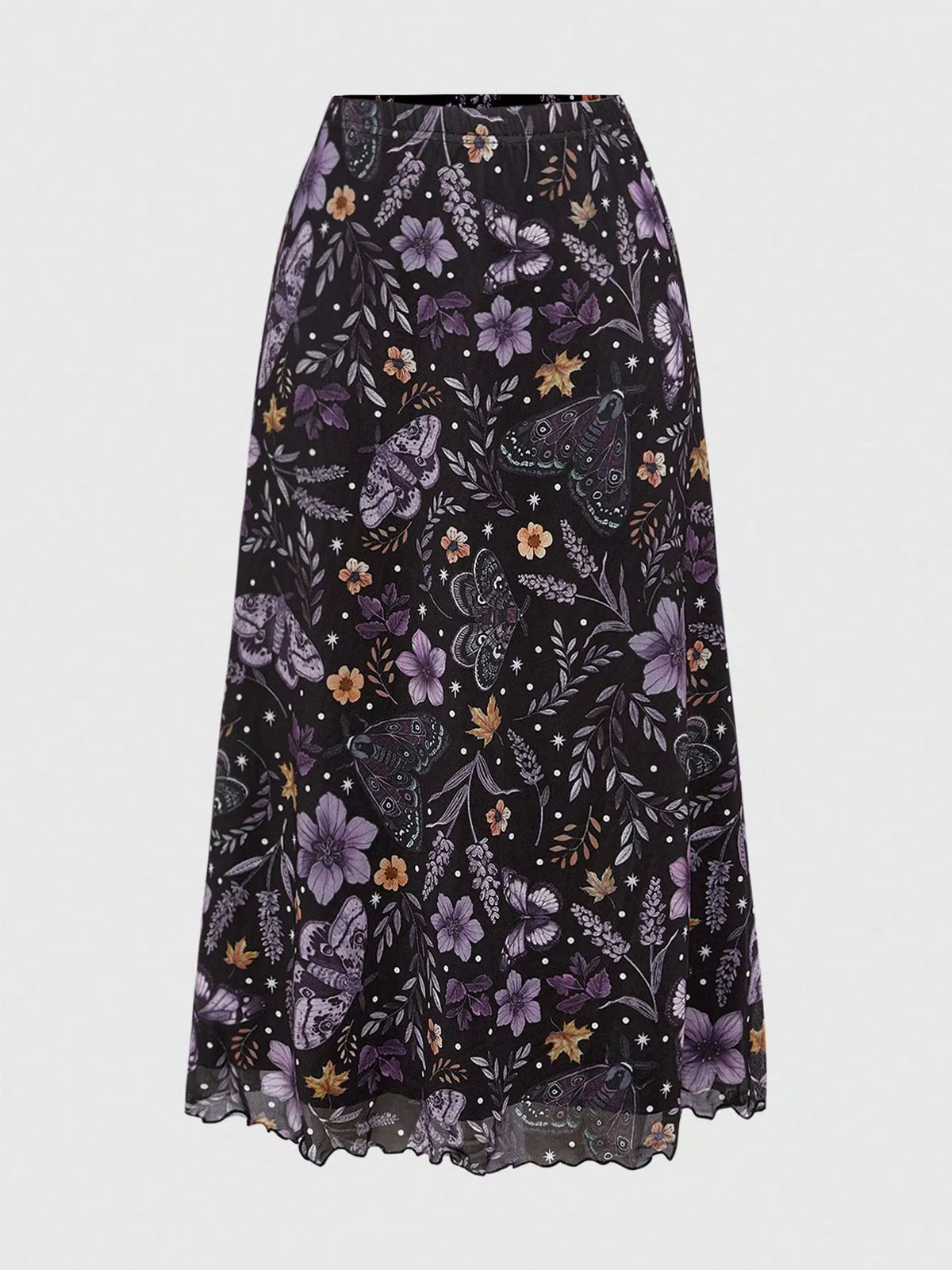 Floral Print Flowy Midi Skirt