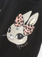 Children's Bunny Graphic Round Neck T-Shirt