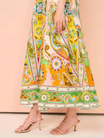 Paisley Print Square Neck Summer Dress