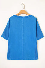 Mineral Wash Star Mesh Patchwork Oversize Tee