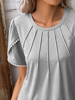 Full Size Round Neck Petal Sleeve Blouse Plus Size