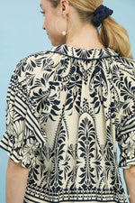 Umgee Two Tone Boarder Print Top