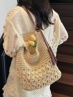Woven Straw Shoulder Bag with Tassels