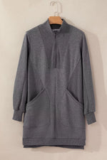 Zip Front Long Sleeve Sweatshirt Dress