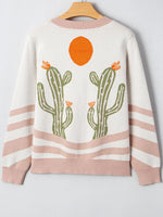 Desert Cactus Buttoned Front Sweater Cardigan