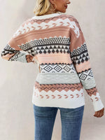 Geometric Pattern Round Neck Sweater