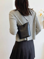 Leather Bucket Crossbody Bag